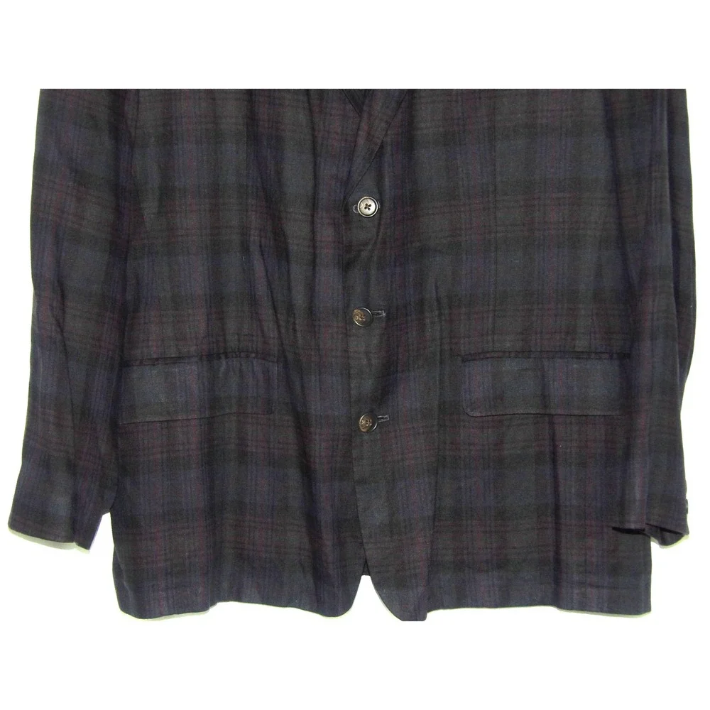 Banana Republic 100% Linen 3 Button Plaid Vintage Blazer Men's XL